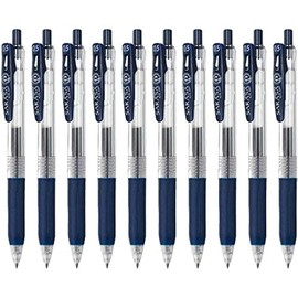 Zebra Sarasa Clip 0.5 Retractable Gel Ink Pen, Rubber Grip, 0.5mm, Blue Black Ink, Value Set of 10