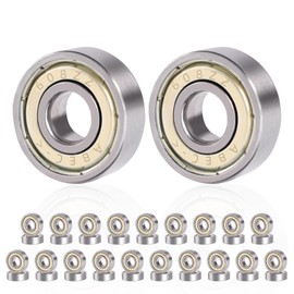 Bubuny Pack of 40 608 ZZ Ball Bearings, 608zz Ball Bearings, 8 x 22 x 7 mm, Metal Double Shielded Miniature Deep Groove Ball Bearings for Skateboard, Scooter, Inline Skates, Heat Resistant Ball