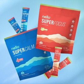 Nello Focus & Calm Super Bundle: 1 Supercalm Travel Packets (Pack of 20) + 1 Superfocus Travel Packets (no-caffeine) (Pack of 20): Your One Stop Shop for Both Mental Focus and Relaxation:_Melon Berry SC + Mojito SF