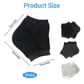 3 Pairs Gel Socks Relieve Heel Pain Heel Prevent Skin from Chapping Sock Comfortable Soft Washable and Durable for Repeated Use Gel Heel Socks for Women Men Day Night Care Skin