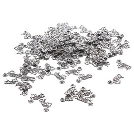 Uniquer 100Pcs Mini Antique Silver Motorbike Charms,Punk Style Pendants,Vintage Motorcycle Beads Charms with Loop for DIY Jewelry Making Necklaces Earrings Key Chains