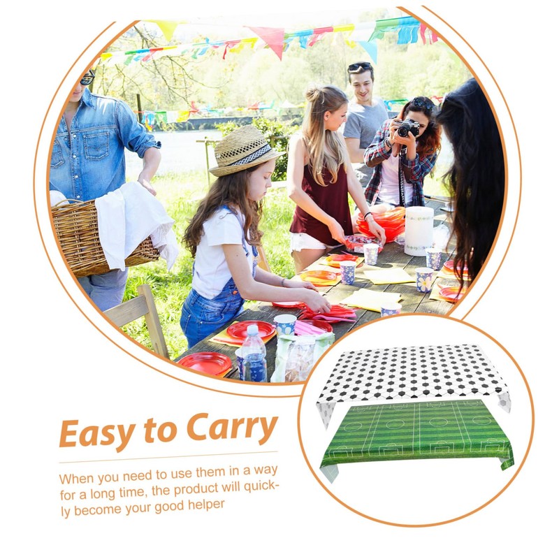 Kisangel 2pcs Football Themed Tablecloth Plastic Soccer Party Supplies Table