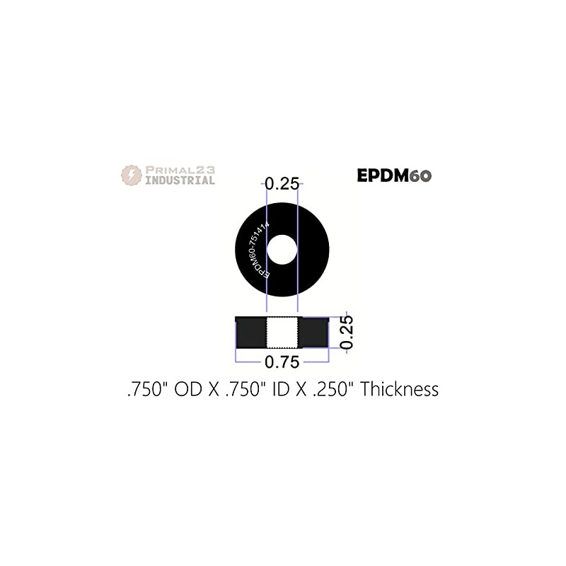 (25 Pack) Thick Rubber Washers 3/4" OD X 1/4" ID