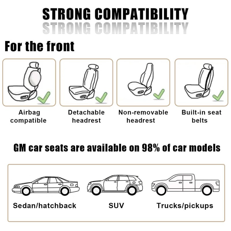 DUSCOKE 2PCS Breathable Car Seat Cover, Ice Silk & Anti-Slip