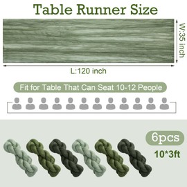 HunnmingRe 6 Pcs Cheesecloth Table Runner 10ft Boho Rustic Gauze Cheese Cloth Table Runner for Wedding Birthday Baby Shower Party Feasts Ceremony Summer Table (Sage Green, Moss Green, Olive Green)