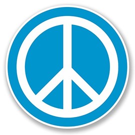 2 x 10cm Peace Vinyl Sticker Symbol Hippy Camper Van Badge Blue Surf #5609 (10cm x 10cm)