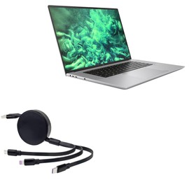 BoxWave Cable Compatible with HP ZBook Studio G10 (16 in) - AllCharge PD miniSync (100W), Retractable High-Speed Charging Portable USB Cable - Jet Black