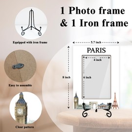 YUEXLL Paris Picture Frame, Frame Gift For Family Vacation Holiday Trip Engagement, 4 x 6 Picture Frame with Stand for Tabletop Display