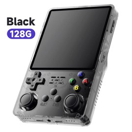 R36s Handheld Game Console, 2025 New Generation 3.5 Inch IPS Retro Gaming Device, Digital Mini Pocket Games Console Handheld Emulator, 128GB Built-in 15000+ Classic Games for Adults - Easter Basket Stuffers for Youngsters & Adults White - Color: Black