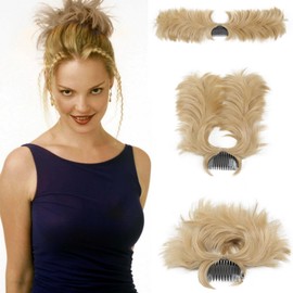WHAUD Messy Bun Hair Piece Side Comb Clip in Hair Bun Tousled Updo Hairpiece for Women Short Natural Wavy Adjustable Versatile Tousled Updo Easy wear Faux Hair Bun (Dirty Blonde)