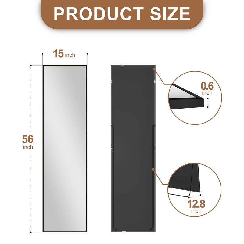 Delma Wall Full Length Mirror,Standing Mirror Full Body,Large Floor for