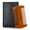 Wooden Beard Comb with Leather Case - Handcrafted Solid Beechwood
