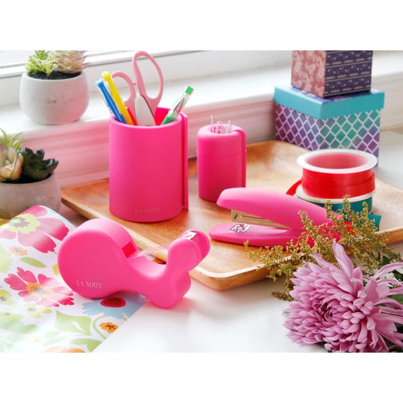 LA NOUV Cute Hot Pink Desk Stapler for Girls &