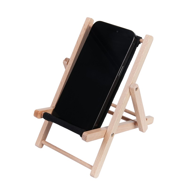Hanpo Mini Wood Beach Chair Phone Stand, Cute Fabric Foldable