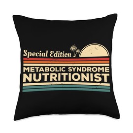 Nutrition Gift For A Metabolic Syndrome Vintage Metabolic Syndrome Nutritionist Throw Pillow, 18x18, Multicolor