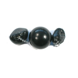 DVH Genuine Jet & Tektite Bead 24" Necklace Trans Pride Power Mourning Jewelry (4912)