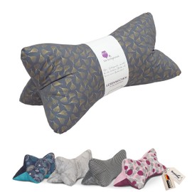 Leseknochen Nackenkissen (Ginko grau) bequem und waschbar! Handgestopft und genäht in Deutschland - Nutzbar als Nackenrolle Kissen Nackenrolle