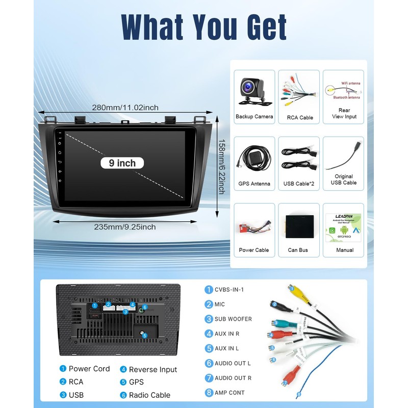 Leadfan Car Stereo for Mazda 3 2009 2010 2011 2012