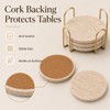 Travertine Coasters with Gold Holder, Set of 4 Natural Stone,
