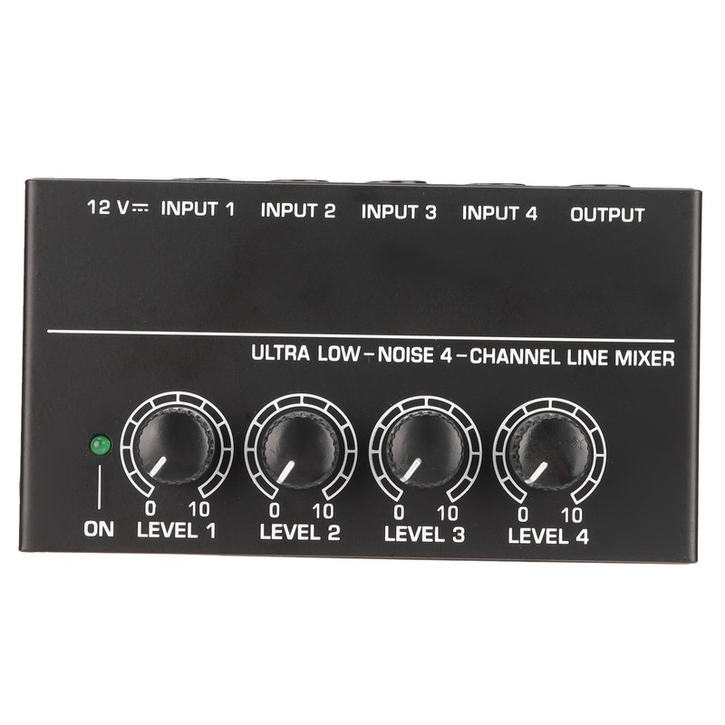 4 Channel Line Mixer Stereo Compact Low Noise Adjustable Volume
