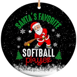 Sportyzen 2025 Christmas Ornament - Santa's Favorite Softball Player Ceramic Ornament, Tree Decor Gifts for Softball Player, Gift-Ready Keepsake for Softball Enthusiasts, Family, Friends