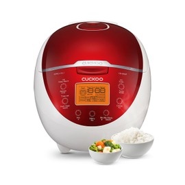 CUCKOO Micom Rice Cooker 6 Cup Uncooked / 12 Cup Cooked, Fuzzy Logic Rice Maker with Delay Timer & Keep Warm Setting, Versatile Food Steamer for Cooking, Non-Stick Inner Pot, Red (CR-0655F)