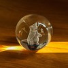 LOULIQIGIFT 2.3in Crystal Ball 3D Glass Engraved Cat Decorative Night