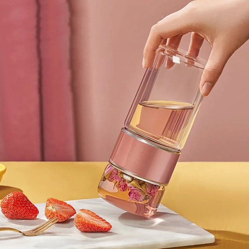 Tea Infuser Bottle 420ml Double Layer Stainless Steel Leakage Proof
