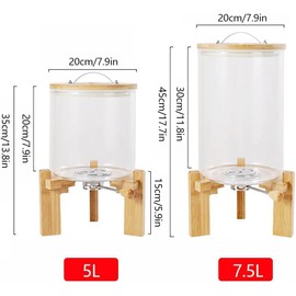 Xuthusman Capacity Airtight Glass Dry Food Storage Container Cereal Rice Dispenser w/Round Bamboo Lids & Cup & Stand (5 L)