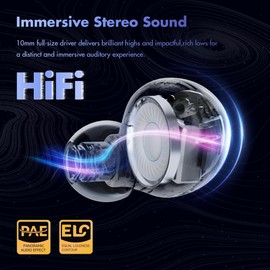 ROSESELSA Ceramics Budget Wireless Earbuds, High-Fidelity Sound, 60ms Gaming Earphones, 35H Playtime with Super Charge, IPX5 Sweat Resistant, Dual Connectivity, Bluetooth 5.3, ENC (Black - US)