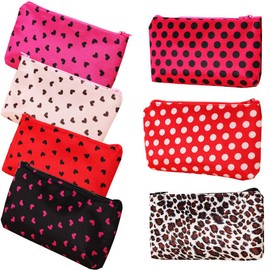 HappyDaily Pack of 7 Fashion Design Muliti-functional Bag Using as Makeup bag or Cosmetic Pouch or Travel Toiletry or Carrying Purse (Pink/Sky Blue/Hotpink/Purple/Gold/Silver/Black)