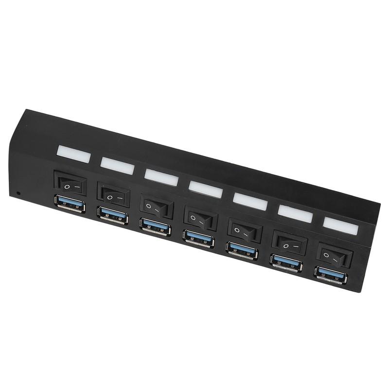 USB Hub 3.0 7‑Port High Speed Splitter Individual Switches Power