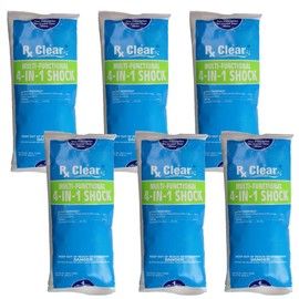 Rx Clear Multi-Functional 4-in-1 Swimming Pool Shock | 99% Sodium Dichloro-s-Triazinetrione Dihydrate | Kills Bacteria and Algae | One-Pound Bags | 6-Pack