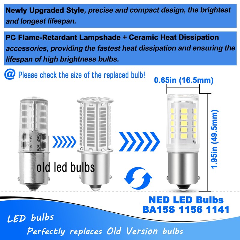 Heifymi BA15S 12V LED Bulbs, 5 Watt 1156 1141 1003