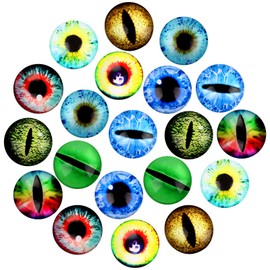 LLMSIX 20PCS Glass Dragon Eyes 25MM/0.98INCH Large Glass Cabochon Eyes Doll Dragon Eyes Flatback Mixed Styles Evil Eyes for Clay Doll Making Craft DIY Findings Jewelry Making (10 Styles)