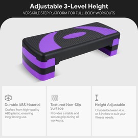 BalanceFrom Aerobic Exercise Step Platform, Home & Gym Workout Stepper, Purple