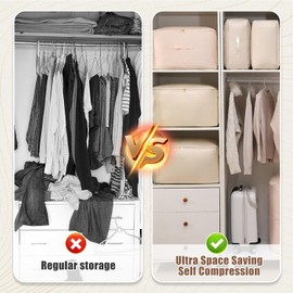 Ultra Space Saving Self Compression Organizer, Comforter Storage Bag - Compression Storage Bags with Zipper for Clothes, Blankets, Comforters,Bedding