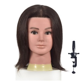 BLTYXT Male Mannequin Head with 100% Human Hair Training Head for Hairdressing Practice