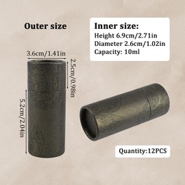 WANDIC Small Kraft Paperboard Tubes, 12 pieces Dark Gold Round Kraft Paper Containers Paper Craft Tubes with Lids for Pencils little Ornaments Gift Packaging, Non-Push(10ml)