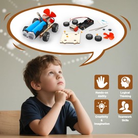 STEM Science Kits for Kids Age 8-12, 6 Set Wind-Powered Cars Science Experiments 6-8 8-10, Wood Building Crafts Kit for Boys Girls, School Classroom STEM Projects Toys Gifts for 6 7 8 9 10 12 Year Old
