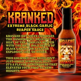 Hellfire Hot Sauce Kranked - Black Garlic and Carolina Reaper Gourmet Hot Sauce, Featured on Hot Ones TV Show, 5 oz.