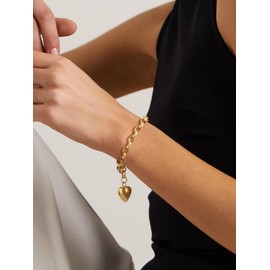 M Initial Heart Charm Bracelet, Gold Bracelets For Women Letter Name Jewelry for Mother Wife