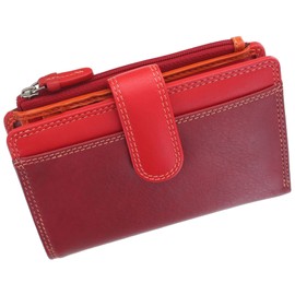 Visconti Rainbow Collection Cayman Leather Purse with RFID Blocking RB97 Red Multi