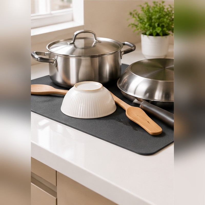 Absorbent Kitchen Drying Mat for Countertop Storage – Non-Slip Quick-Drying