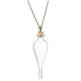 Abaodam Miniature Glass Wishing Bottle Pendant Small Tiny Glass Spell Jars Bottle Necklaces Lucky Bottle for DIY Crafts Women Jewelry