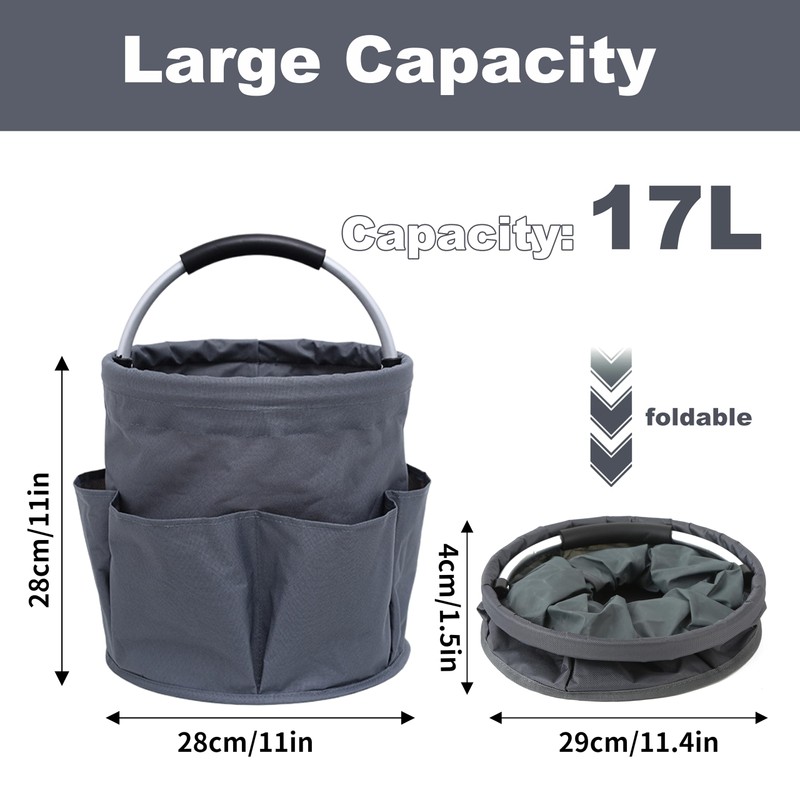 QIANAI Putzmittel Organizer, Reinigungskorb Mit Griff, Gartentasche Mit 6 Taschen,