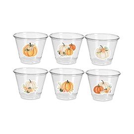 (12 COUNT) FALL PUMPKIN CUPS - LITTLE PUMPKIN PARTY CUPS - Fall Party Cups Little Pumpkin Birthday Pumpkin Party Fall Baby Shower (9 FL. OZ, ONE TIME USE) // (12 SOFT PLASTIC CUPS - NO LIDS)