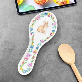UPware Melamine Spoon Rest Spoon Holder Kitchen Utensil Holders 9.625 Inch for Kitchen Counter Dining Table (Hello Easter)