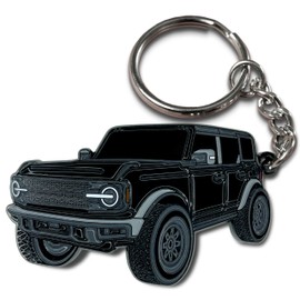 FOUR WHEEL BEAST Bronco Keychain Accessories 4 door key chain Fob Cover Cool Mods compatible with Ford Bronco 2021 2022 2023 (Black)