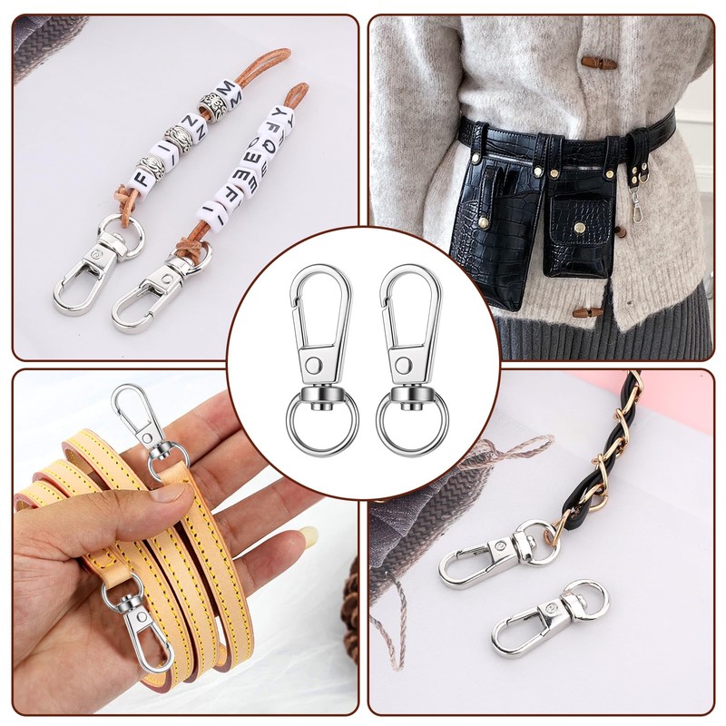 2 Pcs Silver Metal Lobster Claw Clasps Swivel Snap Hook